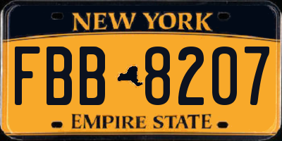 NY license plate FBB8207