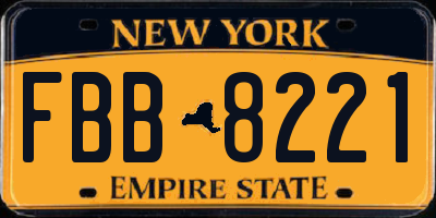 NY license plate FBB8221