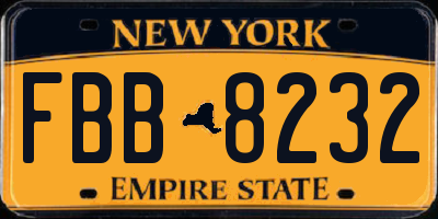 NY license plate FBB8232