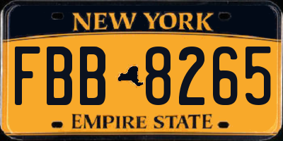 NY license plate FBB8265
