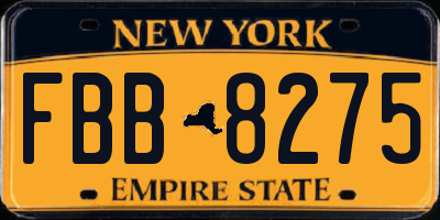 NY license plate FBB8275