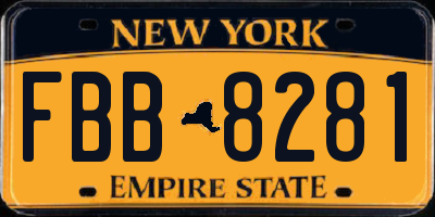 NY license plate FBB8281