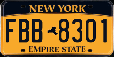 NY license plate FBB8301