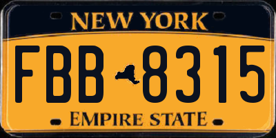 NY license plate FBB8315