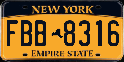 NY license plate FBB8316