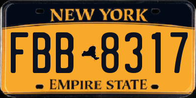 NY license plate FBB8317