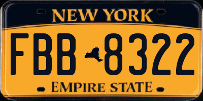 NY license plate FBB8322
