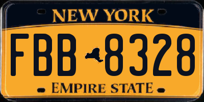 NY license plate FBB8328