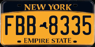 NY license plate FBB8335