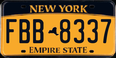 NY license plate FBB8337