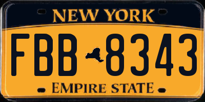 NY license plate FBB8343