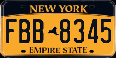 NY license plate FBB8345