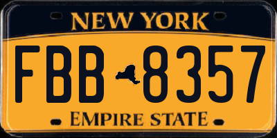 NY license plate FBB8357