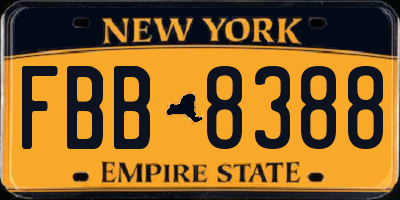 NY license plate FBB8388