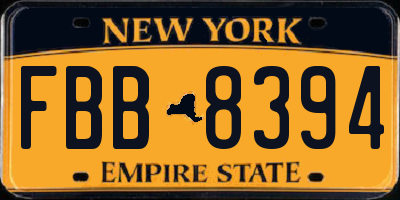 NY license plate FBB8394