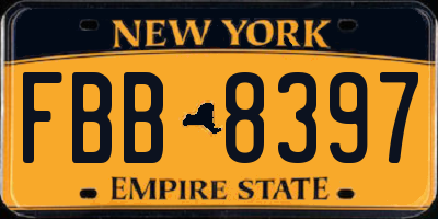 NY license plate FBB8397