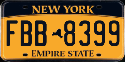 NY license plate FBB8399