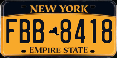 NY license plate FBB8418