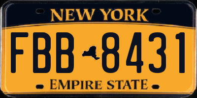 NY license plate FBB8431