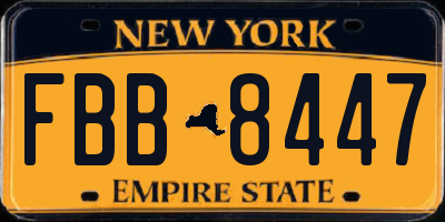 NY license plate FBB8447