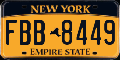 NY license plate FBB8449