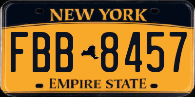 NY license plate FBB8457