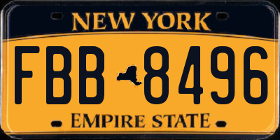 NY license plate FBB8496