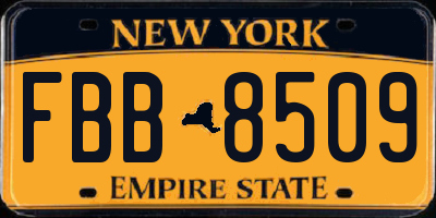 NY license plate FBB8509