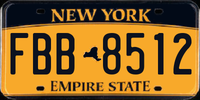 NY license plate FBB8512