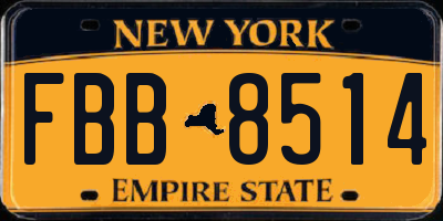 NY license plate FBB8514