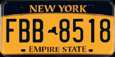 NY license plate FBB8518