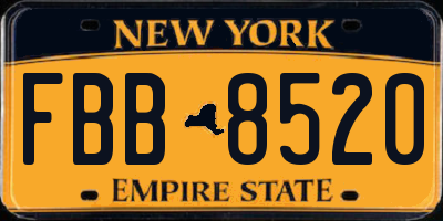 NY license plate FBB8520