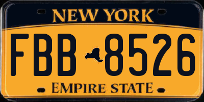 NY license plate FBB8526