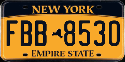 NY license plate FBB8530