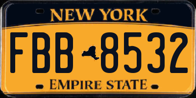 NY license plate FBB8532