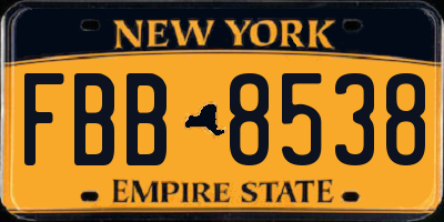 NY license plate FBB8538
