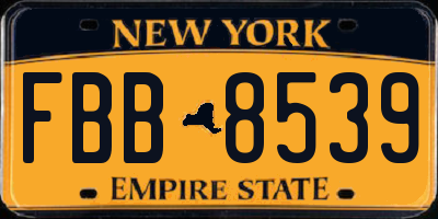 NY license plate FBB8539