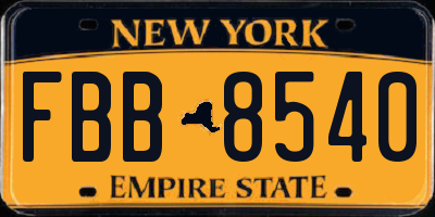 NY license plate FBB8540