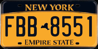 NY license plate FBB8551