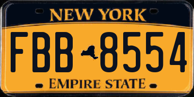 NY license plate FBB8554