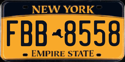 NY license plate FBB8558