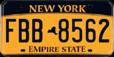 NY license plate FBB8562