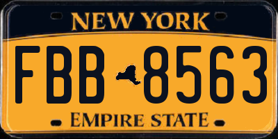NY license plate FBB8563