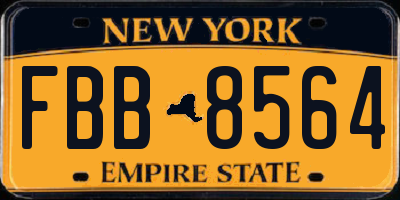 NY license plate FBB8564