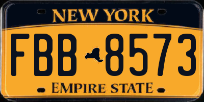 NY license plate FBB8573