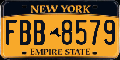 NY license plate FBB8579