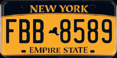 NY license plate FBB8589