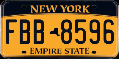 NY license plate FBB8596