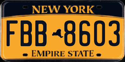 NY license plate FBB8603