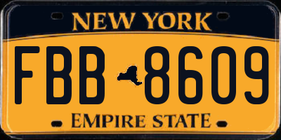 NY license plate FBB8609